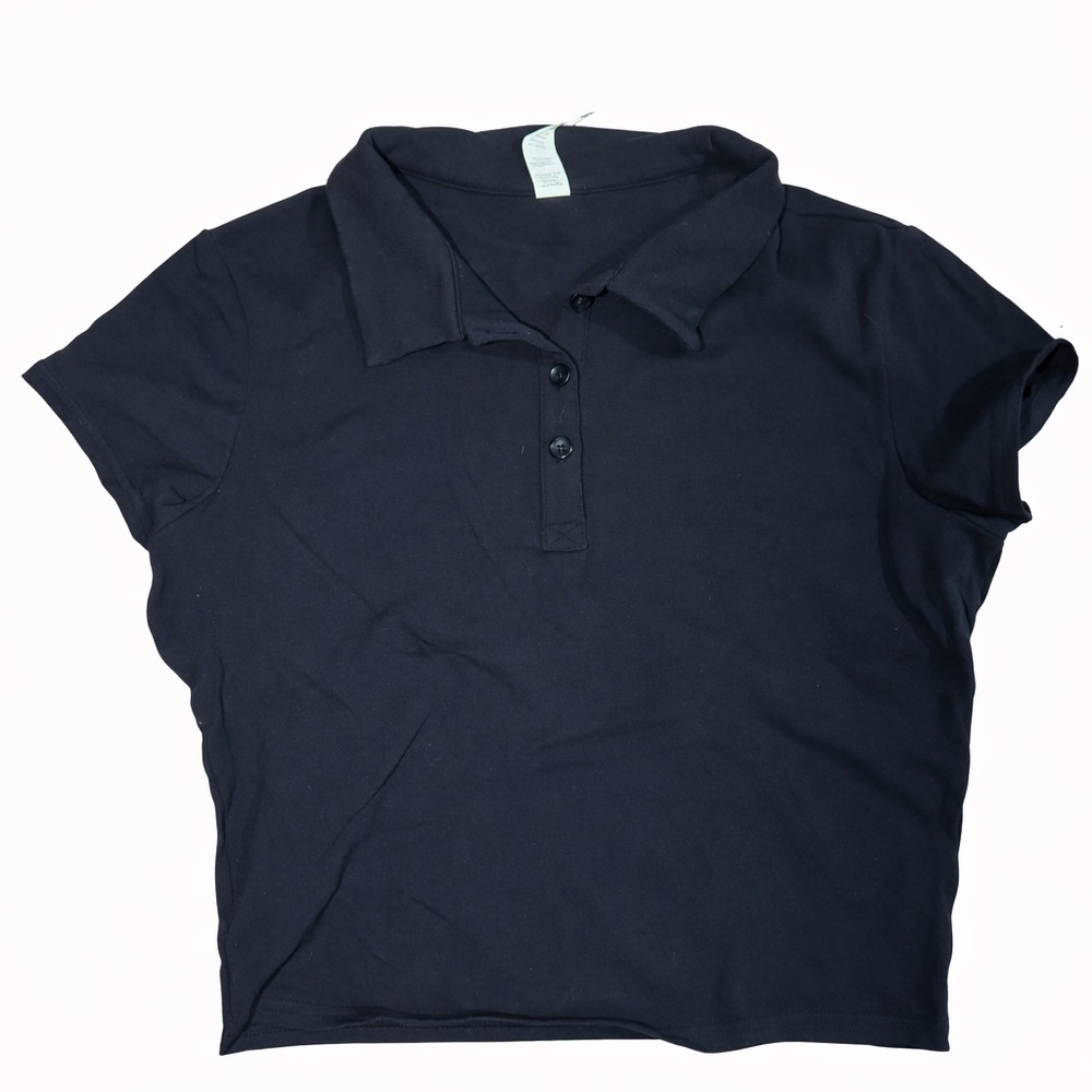 Cute Alo Cropped Black Polo Shirt